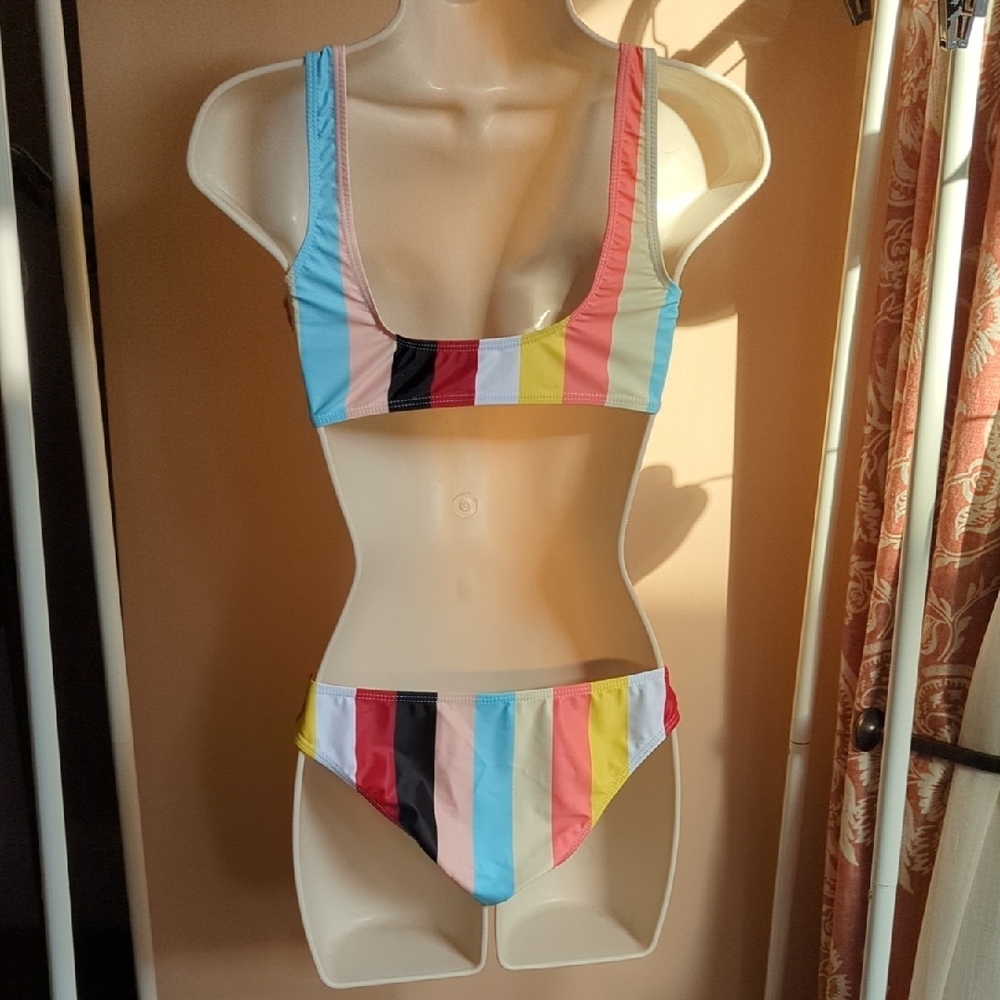 Colorful Striped Bikini Set - Picture 2 of 3